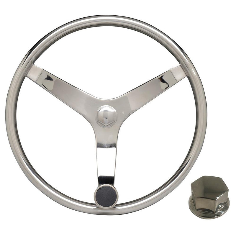 Uflex - V46 - 13.5" Stainless Steel Steering Wheel w/Speed Knob Chrome Nut [V46 KIT] - Wholesaler Elite LLC