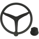 Uflex - V46 - 13.5" Stainless Steel Steering Wheel w/Speed Knob Chrome Nut - Black [V46B KIT] - Wholesaler Elite LLC