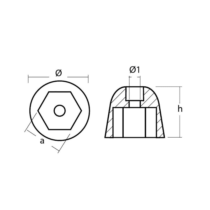 Tecnoseal Zinc Sidepower - Sleipner Propeller Nut Anode [01051] - Wholesaler Elite LLC