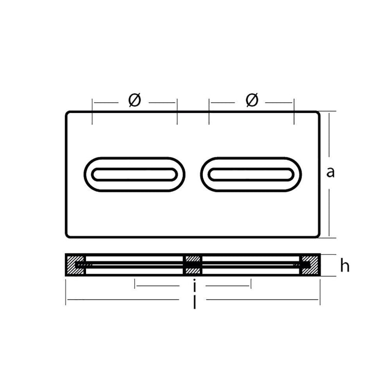 Tecnoseal Rectangular Zinc Plate Anode w/Inserts - 12" x 6" x 1" [TEC-DIVERSD] - Wholesaler Elite LLC