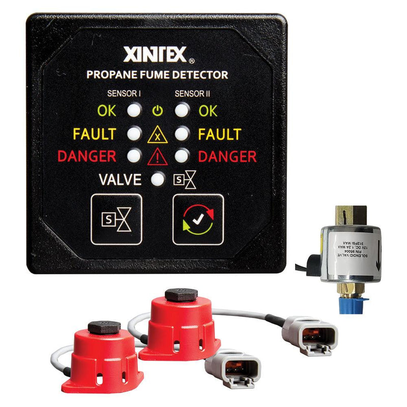 Fireboy-Xintex Propane Fume Detector, 2 Channel, 2 Sensors, Solenoid Valve Control 20 Cable - 24V DC [P-2BS-24-R] - Wholesaler Elite LLC