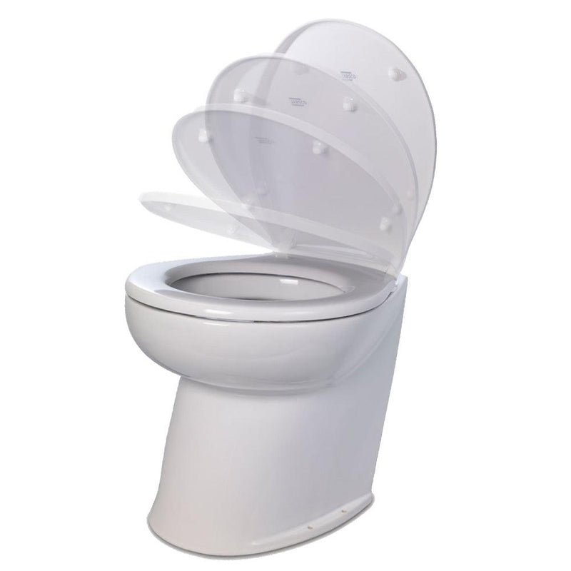 Jabsco Deluxe Flush 17" Angled Back 12V Freshwater Electric Marine Toilet w/Solenoid Valve Soft Close Lid [58020-3012] - Wholesaler Elite LLC