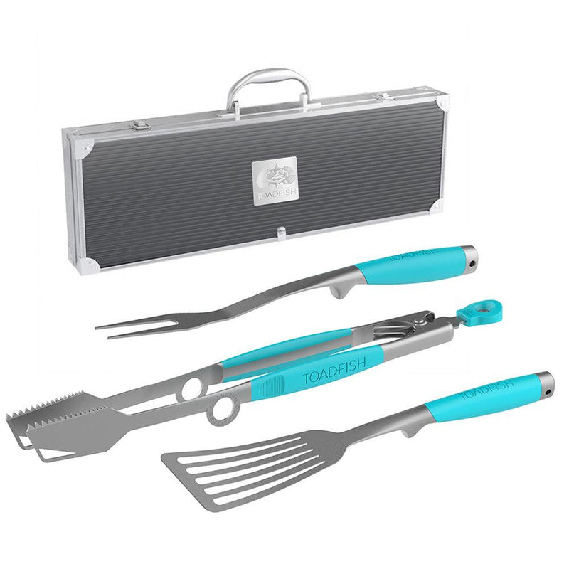 Toadfish Ultimate Grill Set + Case - Tongs, Spatula Fork [1092] - Wholesaler Elite LLC