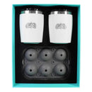 Toadfish Non-Tipping 10oz White Rocks Tumblers w/Ice Ball Tray - 2 Tumblers [1119] - Wholesaler Elite LLC